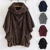 Women Suede Hooded Long Sleeve Solid Color Suede Loose Hooded
