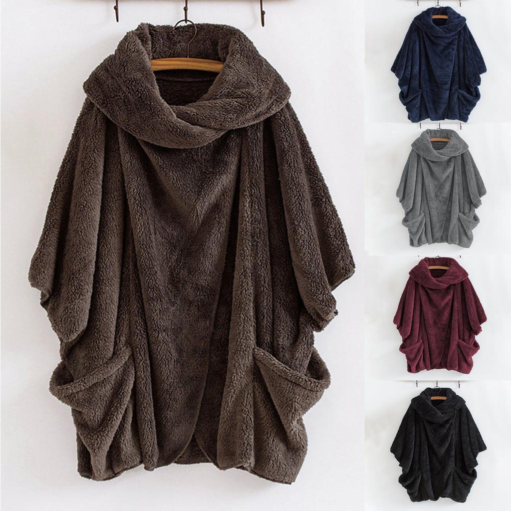 Women Suede Hooded Long Sleeve Solid Color Suede Loose Hooded