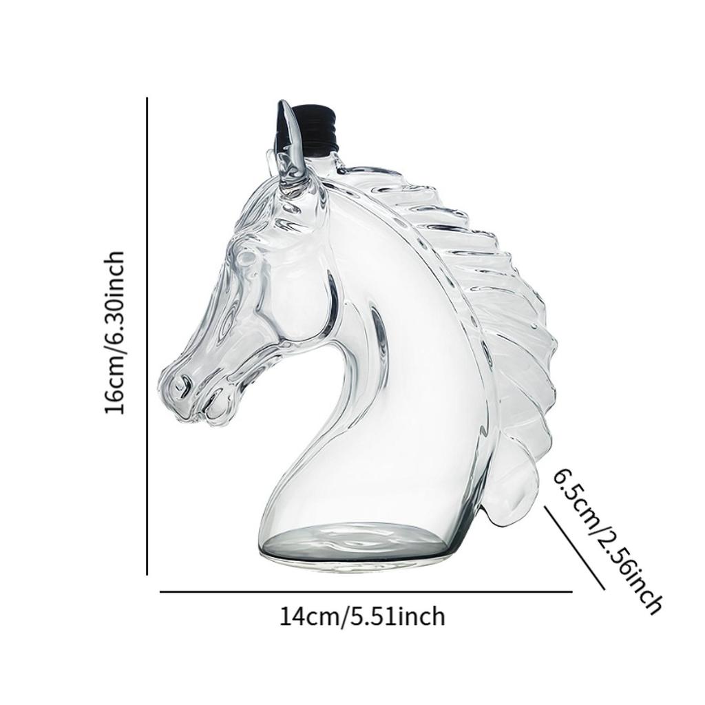 Whiskey Bottle Engraved Horse Head Shape Glass Decanter for Whiskey Bourbon Brandy Unique Liquor Bottle Gift for Whiskey Lovers