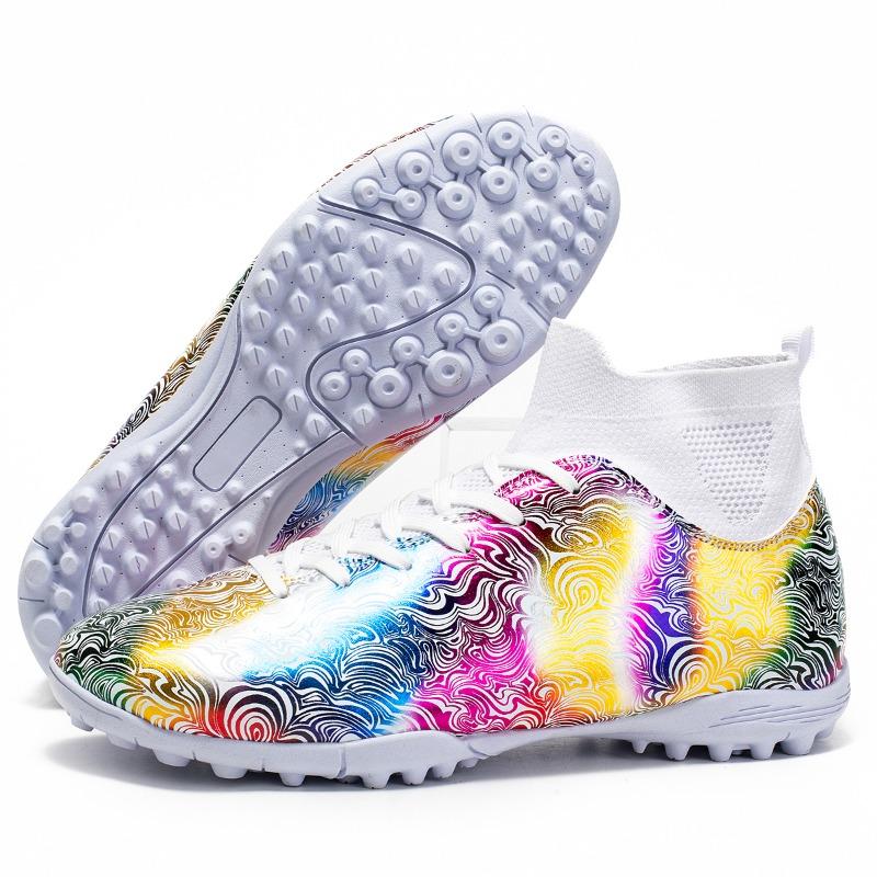 35-46 мужские/женские высокие эластичные носки футбольные бутсы резиновая мягкая подошва с короткими ногтями искусственный газон кожа молодежные детские футбольные бутсы