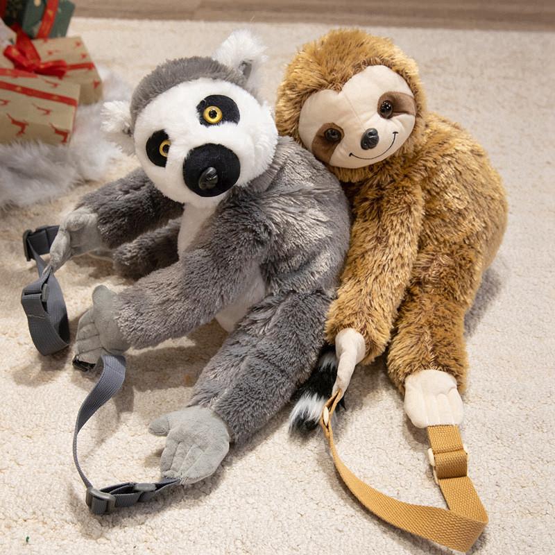 Nice 40Cm Lovely Plush Sloth Alpaca Lemur Elephant Backpack Toy Cute Animal Shoulders Bag Lions Rabbit Giraffe Nice Gift