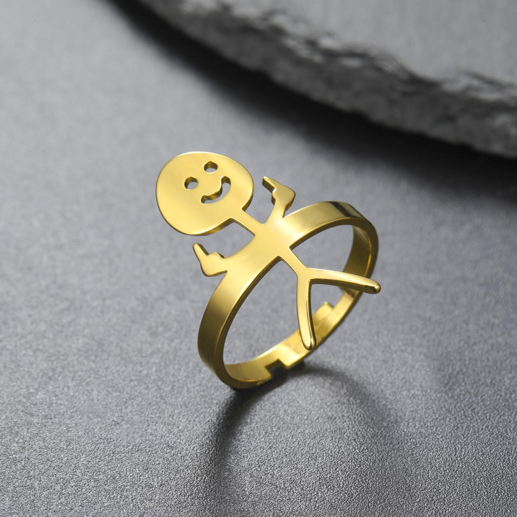 Кольцо со смайликом из нержавеющей стали в европейском и американском стиле, новое, игривое, забавное, милое