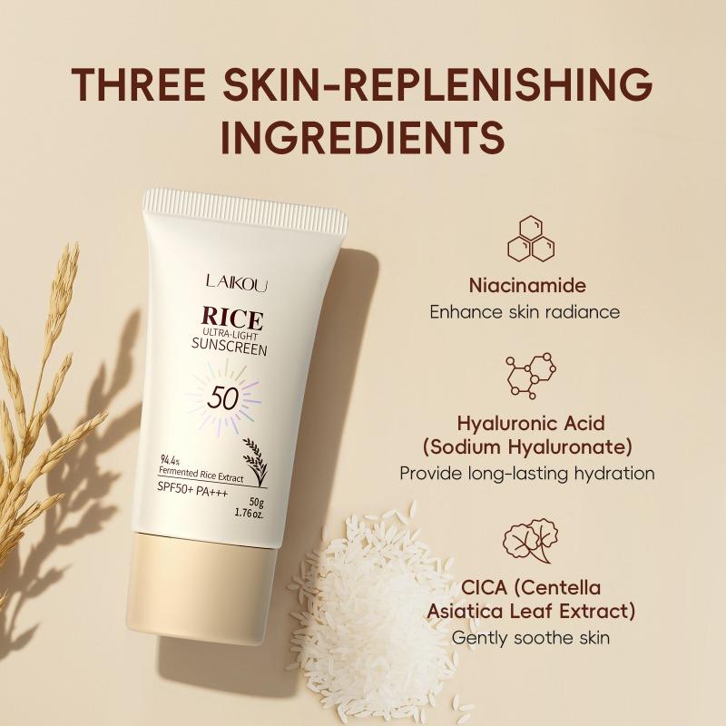 LAIKOU Серия «Рис» Ультралегкий солнцезащитный крем SPF 50+