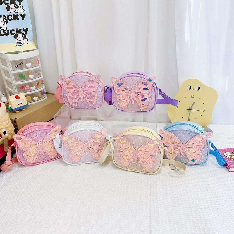 Bow Sparkling Decoration Solid Color Children Shoulder Bag For Use Daily