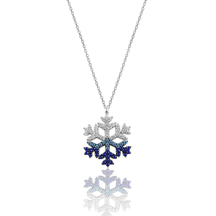 Women's Silver Rhodium Colored Zircon Stone Snowflake Necklace Jewelry Accessory Gift Fashion