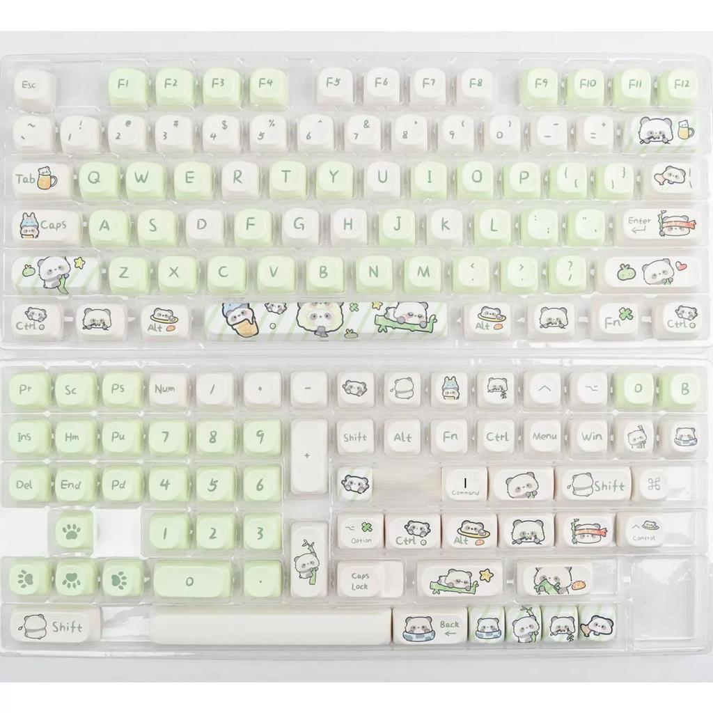 Blue Cute Cartoon Bear Keycap Set - Ice Cream Theme, 75-98 Keys, Highly Sublimated for Mechanical Keyboards