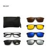 6 In 1 Spectacle Frame Men Women With 5 Pcs Clip On Polarized Sunglasses Magnetic Glasses Male Computer Optical 2201