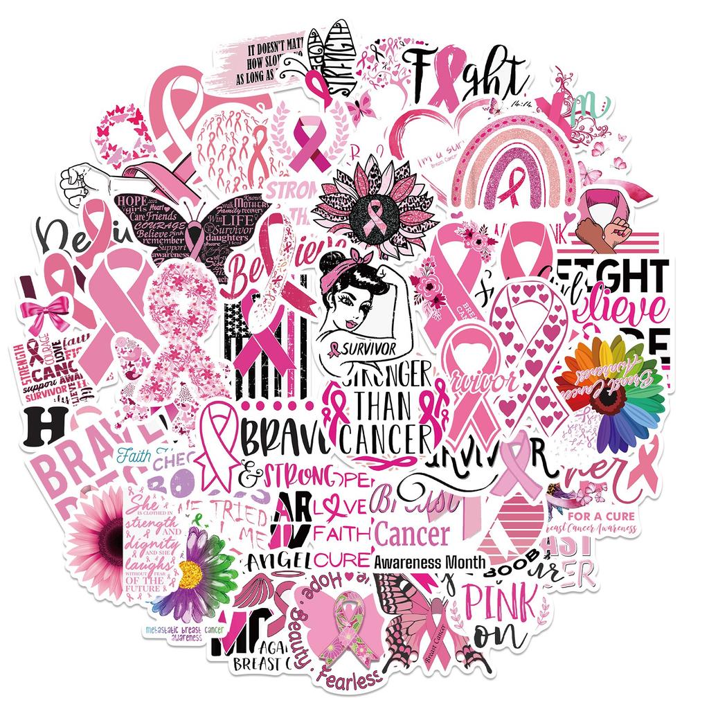 10/50Pcs Cancer Awareness/Breast Cancer Awareness Stickers Graffiti Stickers for DIY Skateboard Motorcycle Bicycle Stickers