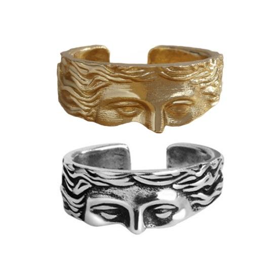 Unisex Ring Half Face Polished Alloy Goddess Venus Adjustable Opening Ring for Party Date Casual Life Finger Jewelry