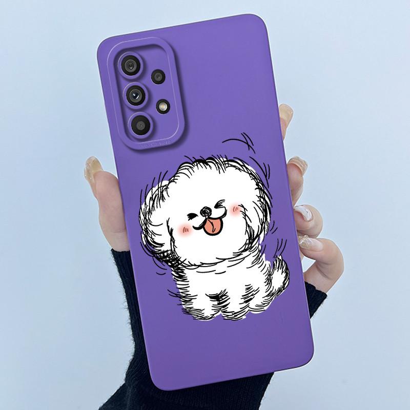 Shockproof Matte Case For Samsung Galaxy A32 A52 A52S A72 M52 5G Lovely Cartoon Liquid Silicone Camera Protective Bumper Cover