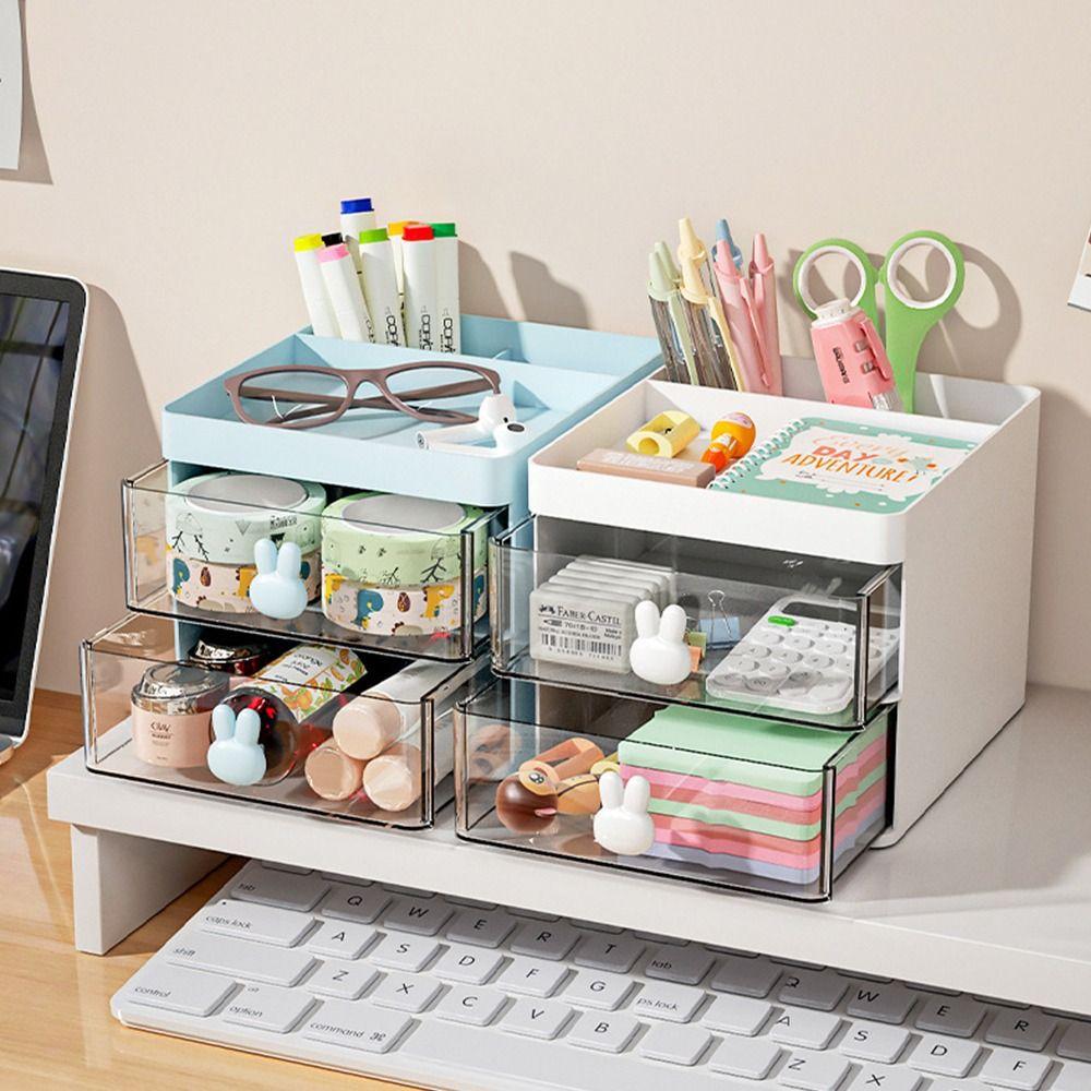 Large Capacity Stationery Holder Pen Holder Desktop Organizer Pen Container Stationery Storage Box