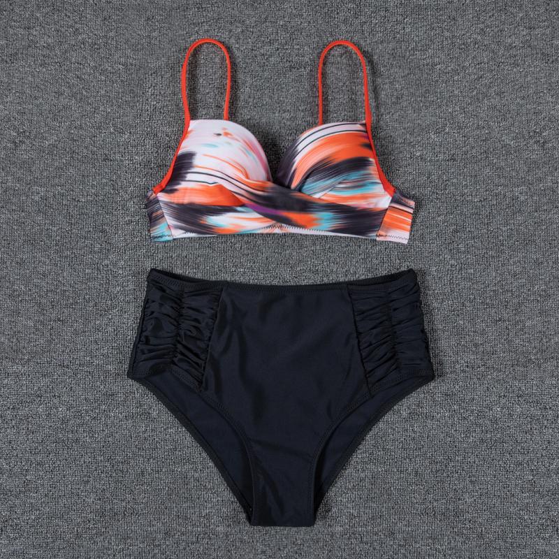 Купальник с высокой талией, женский купальник, пуш-ап, бикини в горошек, купальный костюм, купальный костюм