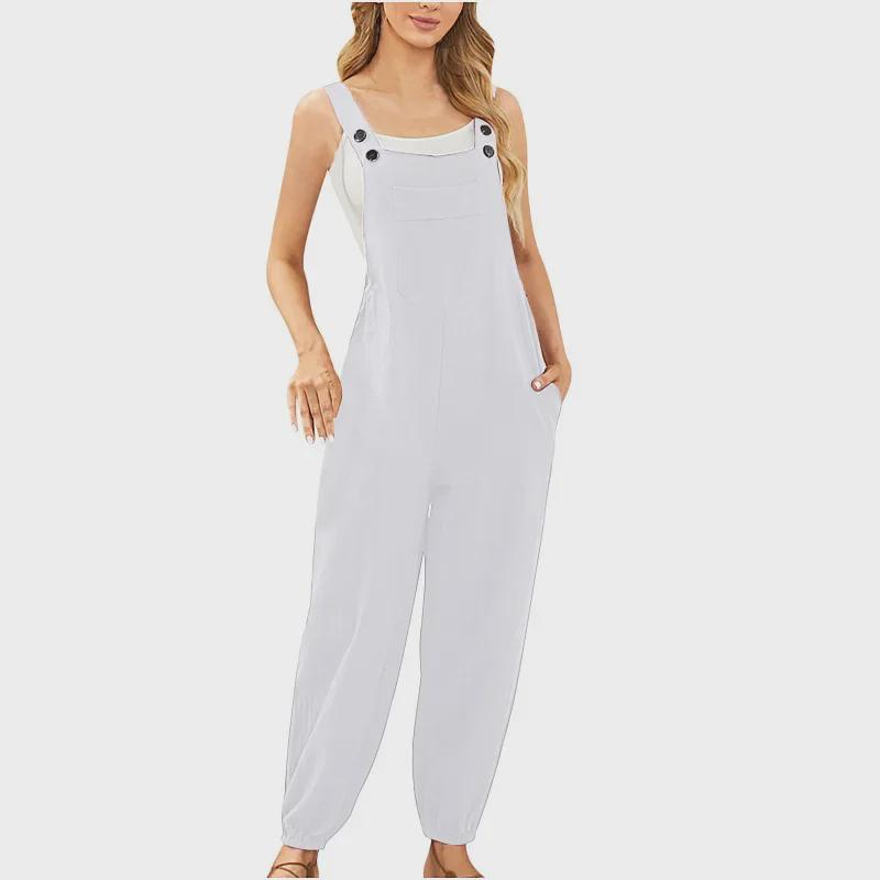 Новый женский комбинезон из хлопка и льна с карманами - повседневные комбинезоны в наличии