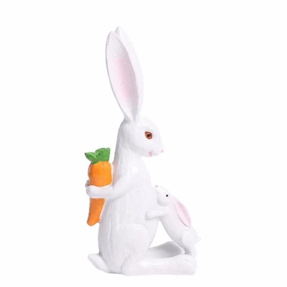 Cartoon Resin Rabbit Ornament Cute Easter Decoration Easter Bunny Figurine  Party Decoration