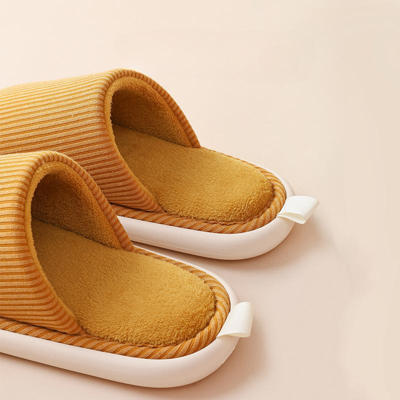 Осенние и зимние парные хлопковые тапочки для домашнего использования, устойчивые к пятнам и нескользящие хлопковые тапочки