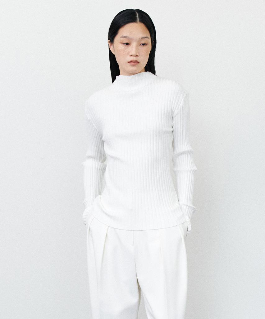 NOTIA Pleats Moke Neck Knit - Ivory