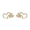Серьги в форме полого сердца с бриллиантами Двойные серьги в форме сердца Маленькие милые серьги Новый стиль Легкая роскошь