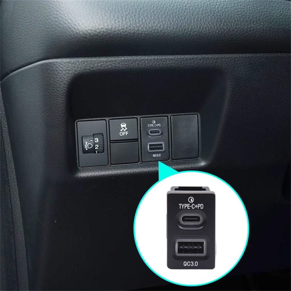 18W Car Charger Type-C+QC3.0 Fast Charging For Honda Accord Civic City Fit CR-V