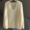 Women's Autumn & Winter Goose Yellow Mohair Sweater - Soft, High-Grade Mink Fleece, Cozy Lazy Style