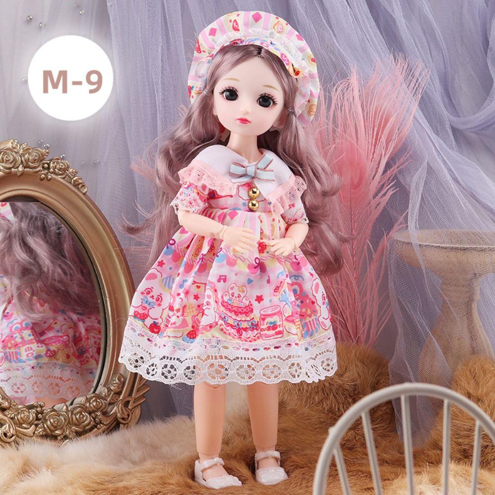 30cm BJD Doll 23 Moveable Joints Attractive Eyes Dress Up Anime Long Hair Toy