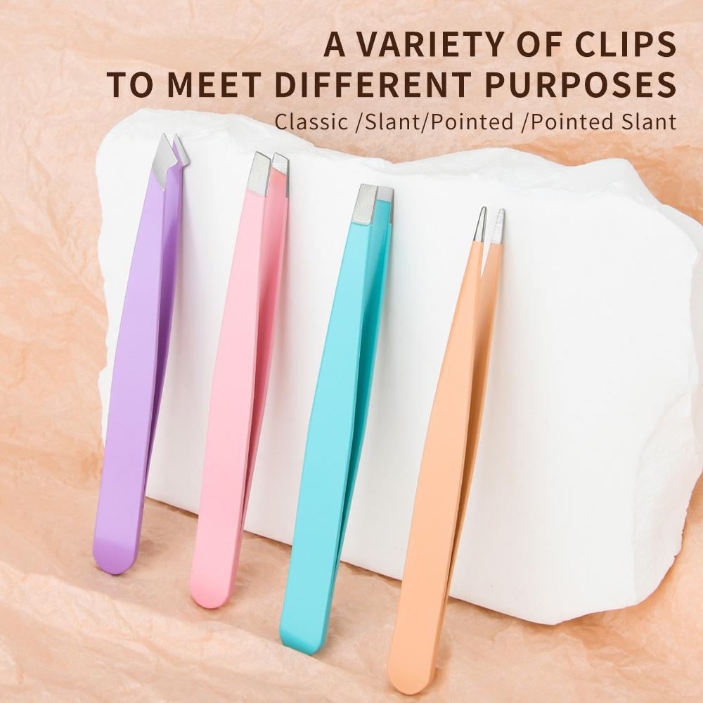 Factory Direct MAYFAIRY Customized Beauty Tool 4pcs Stainless Steel Multi-Purpose Slanted Tweezers Set Reusable Durable for