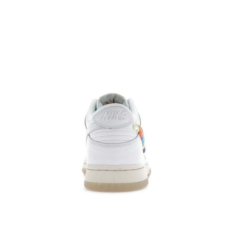 Nike Dunk Low GS Rainbow Lace Swoosh Kids Sneakers White Multi-Color-Dark-Pony Light-Silver FN4861-100