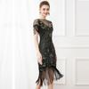 1920S Retro Ball Embroidered Fringed Dress Cocktail Party Large Size Sequined Beaded Mesh Dress