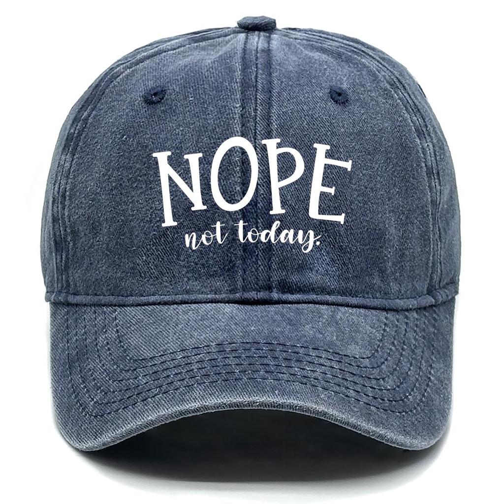 NOPE not today" Print Adjustable Baseball Cap, Trucker Hat Casual Slouchy Retro Hip Hop Snapback Sun Hat