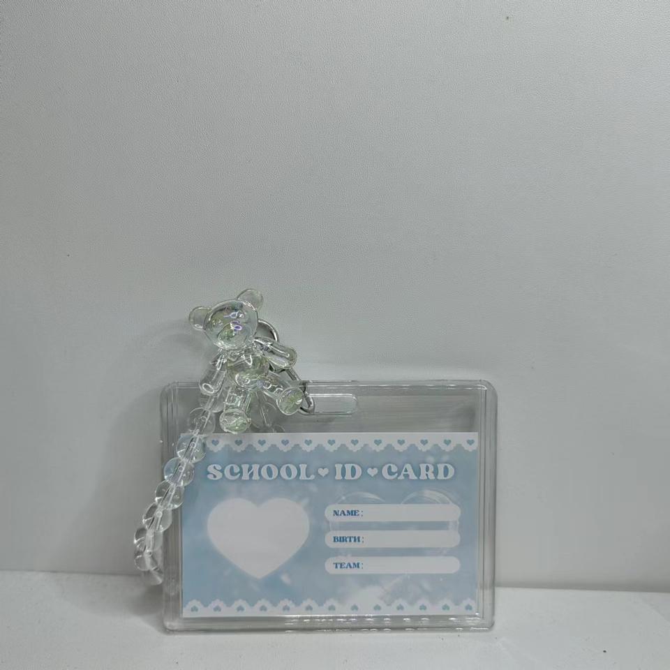 Kawaii 3-дюймовый держатель для фотокарт Kpop, акриловый кристалл, кредитный ID, держатель для фотобанковской карты, защитный чехол для автобусной карты, подвеска-брелок