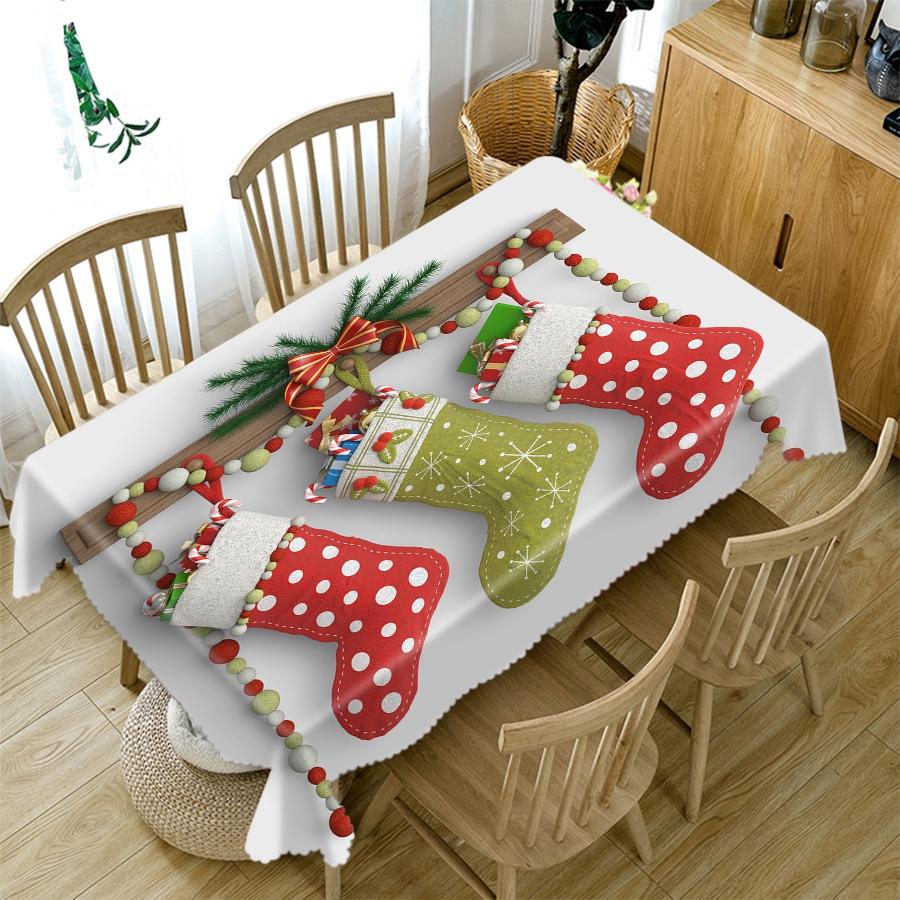 Утолщенная хлопковая скатерть с красивым узором в виде рождественской елки, прямоугольная круглая скатерть для свадьбы, пикника, вечеринки