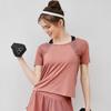 BWELL quick drying thin patchwork top, loose summer breathable fitness yoga short sleeved running clothes, sports t-shirt for women