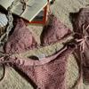 Женский новый блестящий сетчатый бикини-комплект из 3 предметов, сексуальный купальник-треугольник с завязками на шее, прозрачная сетчатая мини-юбка, накидка, летний пляжный купальник