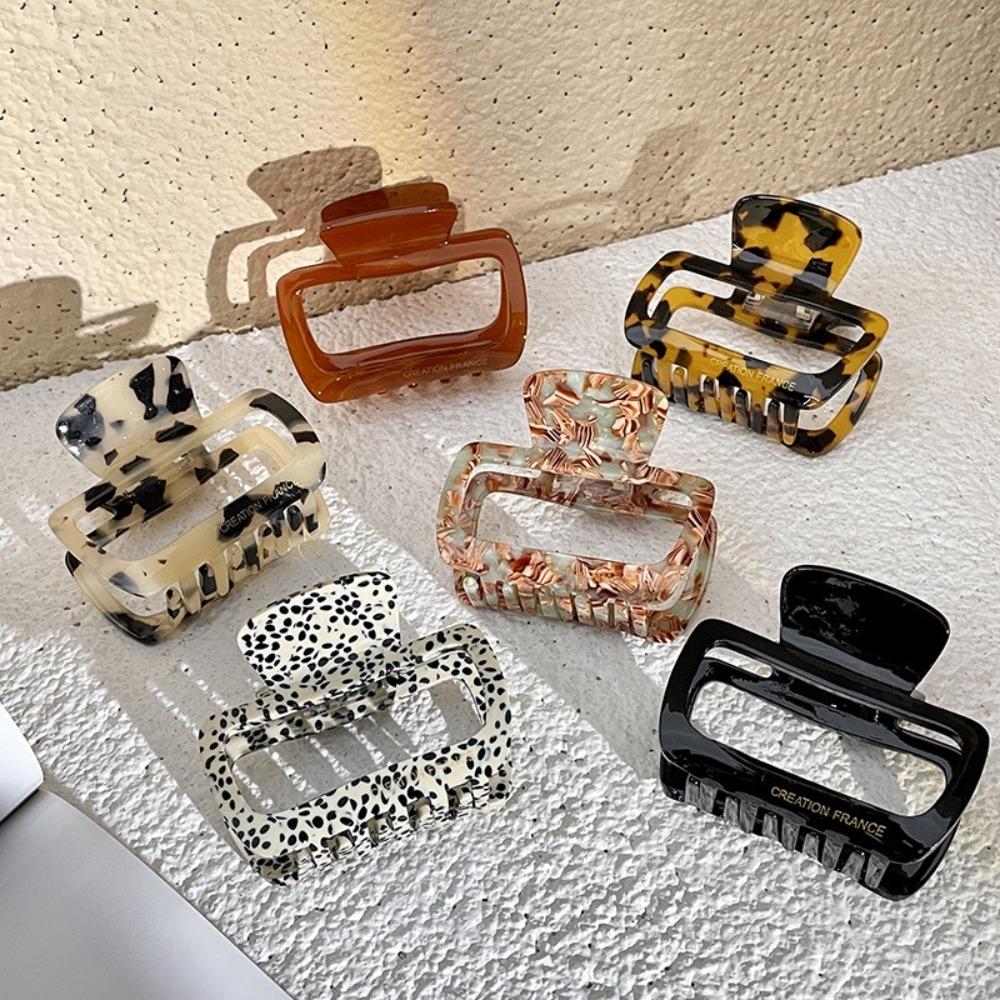 Hollowed Out Square Hair Claw Acetate Hair Clip New Strong Styling Claw Clip  Girls