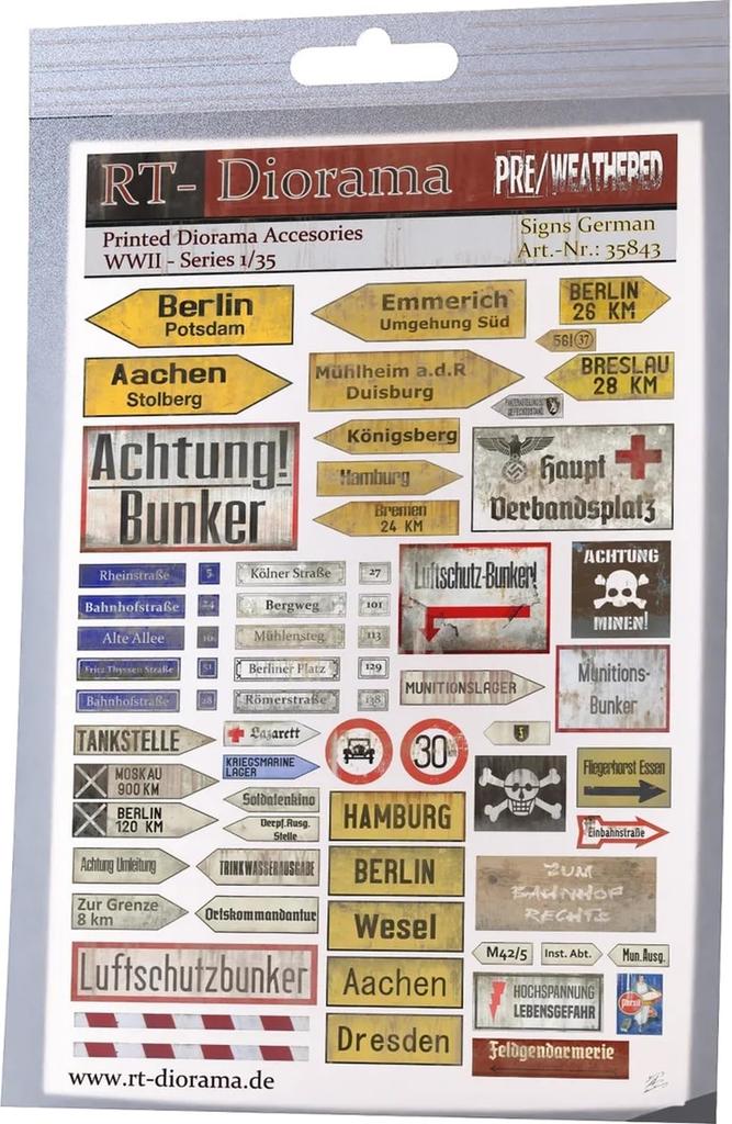RT Аксессуар для диорамы Печатный Немецкий указатель Второй мировой войны Миниатюрный аксессуар RTD35843 1/35 (Декорации)
