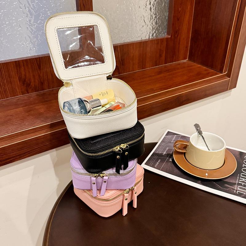 2024 Компактная прозрачная косметичка - Ручная сумка для хранения косметики, жесткий кейс