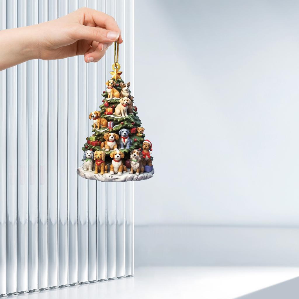 Подвеска в виде собачки на рождественскую елку, рождественское акриловое украшение, праздничный декор для дома
