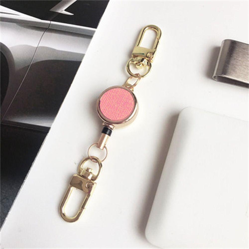 Extendable Retractable Badge Reel Pull Keyring Easy Pull Buckle ID Lanyard Key Ring Name Tag Elastic Metal Badge Holder