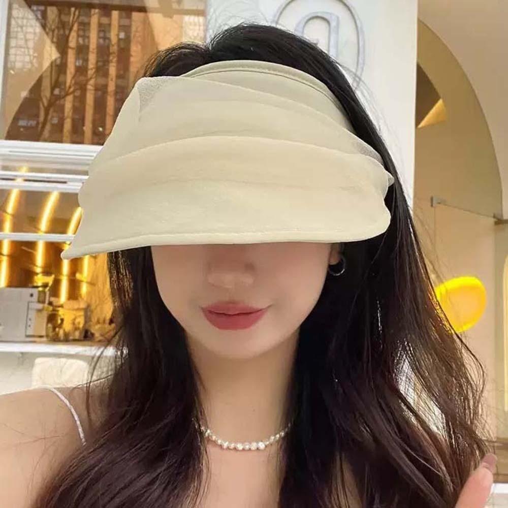 Solid Color Folding Sunshade Hat Portable Wide Brim Visor Caps Sunscreen Empty Top Hat Travel