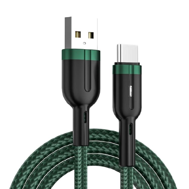 Усиленный плетеный USB C кабель для передачи данных, оснащенный функцией подсветки и автоматической остановкой зарядки при полном заряде