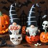1 Pair Halloween Gnome Statue Ghost Skull Pumpkin Shape Resin Figure Festive Atmosphere Halloween Decoration
