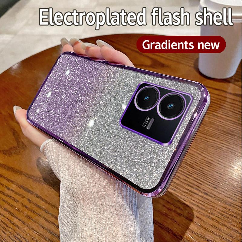 Для Vivo Y22 Чехол Vivo Y22S Vivo Y22T Чехол для телефона Блестящий блестящий силиконовый объектив камеры Мягкая задняя крышка