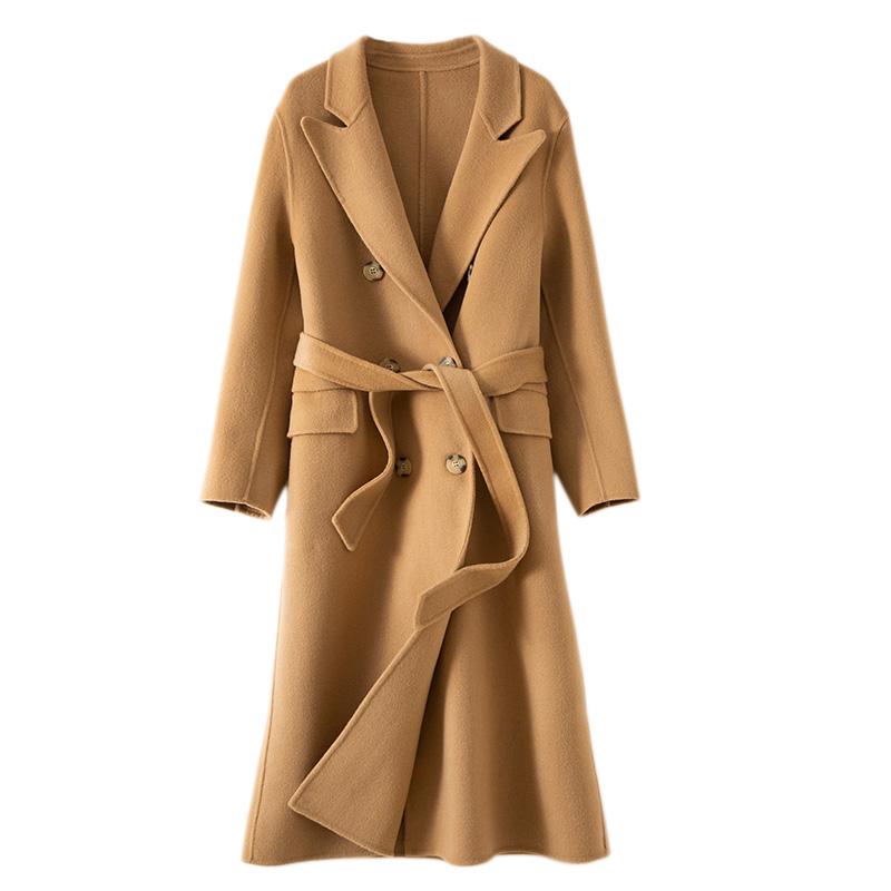 Женское пальто из 100% шерсти TIDENOVEL Осеннее шерстяное длинное пальто Ручной работы Пальто-бушлат Зимняя теплая шерстяная длинная куртка Пальто