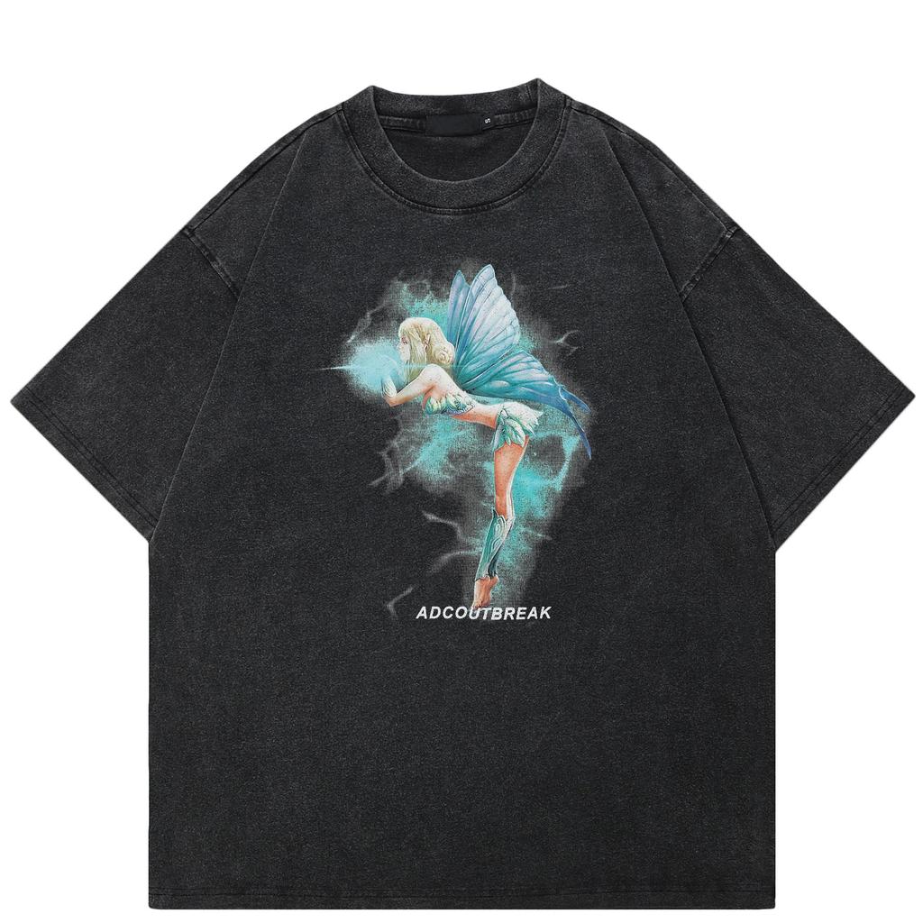 2024 уличная футболка унисекс с рисунком эльфа, хлопковая черная футболка, топы унисекс, футболки, летняя футболка с короткими рукавами