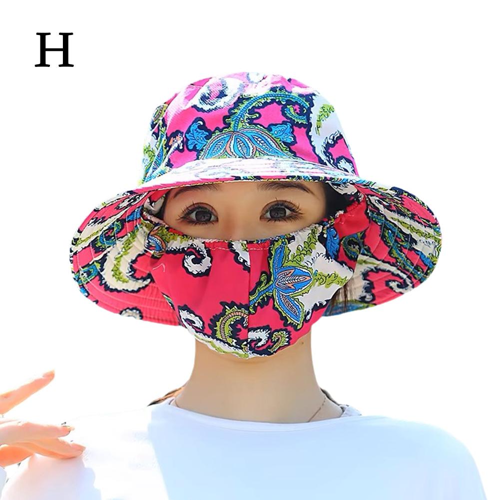 Летняя уличная шляпа с цветочным узором и защитой от ультрафиолета, модная пылезащитная шляпа, защитная шея, рыболовная шляпа, кепка для сбора чая