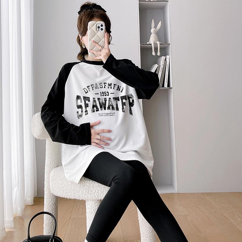 Autumn Maternity Fashion: Casual Two-Piece Loose Long Sleeve T-Shirt Set
