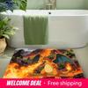 Charizard Fire Spitting Lava Volcano Print Doormat Non-Slip Absorbent Floor Mat for Indoor Entrance Home Decor
