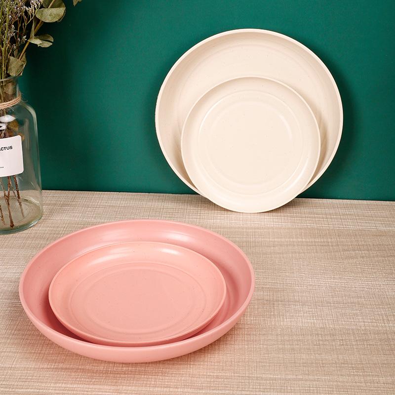 Food Plate Lightweight Wheat Straw Plates Unbreakable Dinner Plates Dishwasher Microwave Safe BPA Free Plastic Dinner Plates
