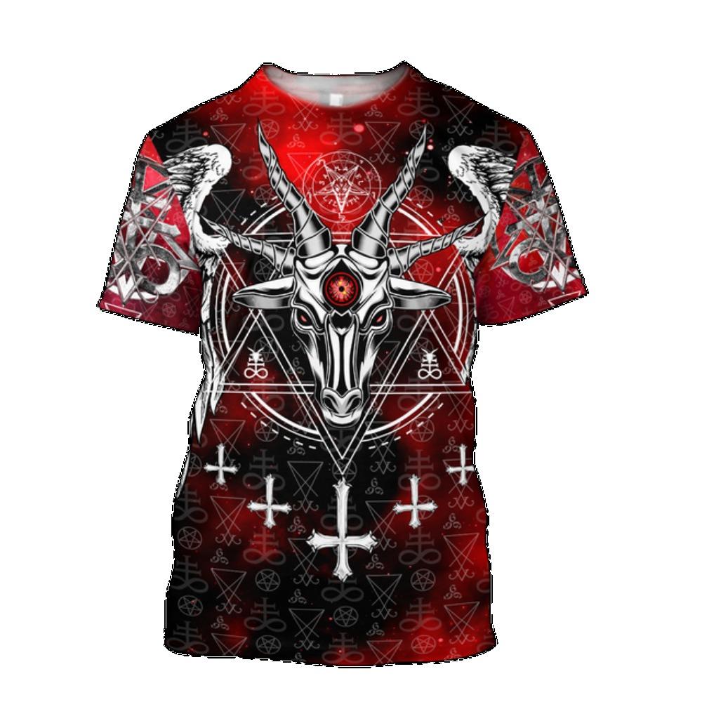 2022 летние новые футболки сатаны и дьявола, мужские рубашки с 3D принтом и короткими рукавами, летние модные рубашки унисекс в стиле Харадзюку