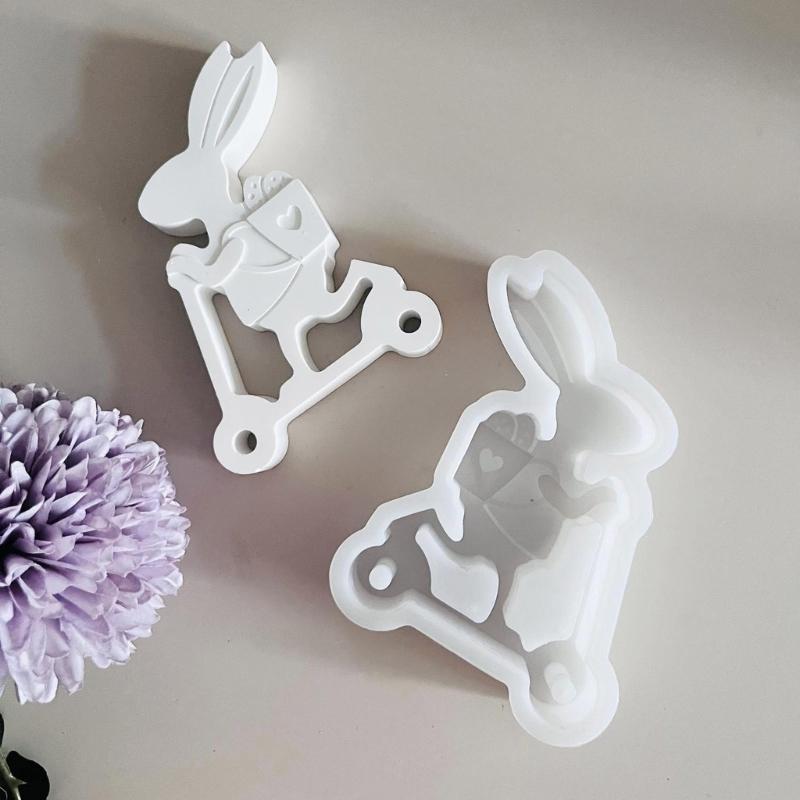 Форма для пасхального украшения, гибкая силиконовая форма для украшения фигурки кролика, гипсовая форма, принадлежности для изготовления ювелирных изделий