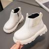 Модные короткие ботинки для мальчиков и девочек, нескользящие ботинки в британском стиле, детские ботинки с боковой молнией, кожаные ботинки с противоскользящим покрытием